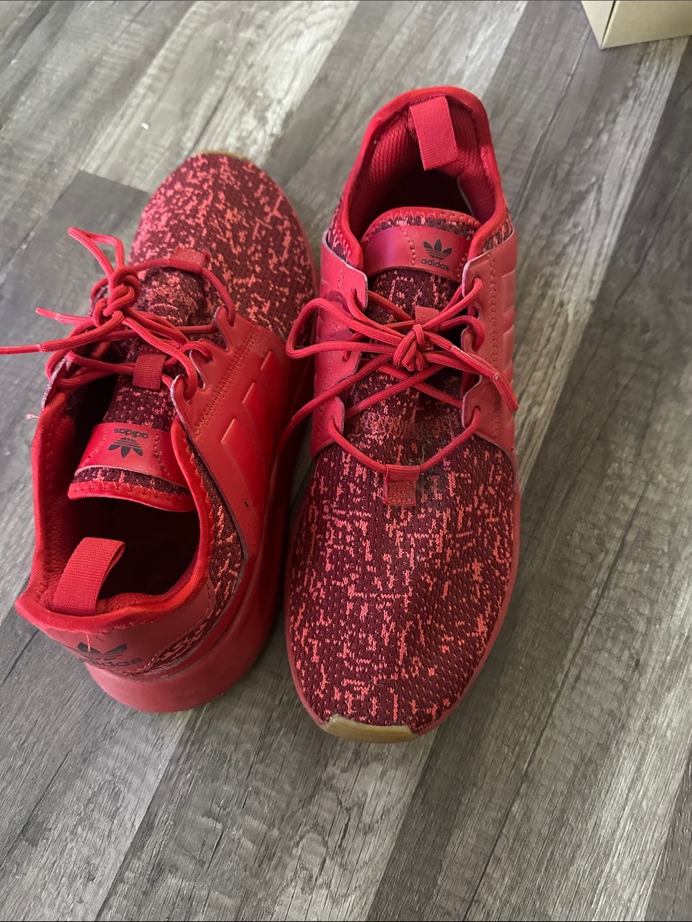 adidas Kids Red Patterned Knit Sneakers